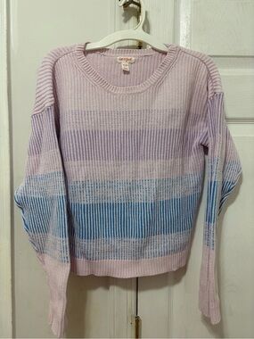 🎀 Cat & Jack Lavender and Blue Striped Crewneck Sweater Size XL